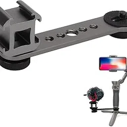 Cold Shoe Mount Plate, Aluminum Triple Cold Shoe Extension Stand Tripods Monopod Adapter for Microphone LED Lights (Dark Gray)-picture-51