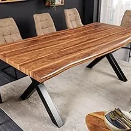 Goldview Furniture Solid Wood Dining Table | 6 Seater Dining Table with Metal Base Legs & Sheesham Wood Top | Honey Finish (180 x 76 x 90 cm) – Table Only-picture-14