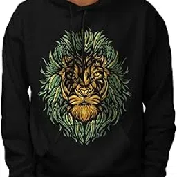 apsra trendz Lion Face with Leaves Majestic Wilderness Mens Hoodie Printed Non-Zipped with Convenient Kangaroo Pockets Hoodie for Men/Women-picture-50
