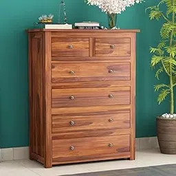 KUSUM HANDICRAFTS Solid Sheesham Wood Wooden Chest of Drawers with 6 Drawer Storage | Multipurpose Storage Cabinet Rack for Bedroom Home Living Room (Vasan, Honey Finish)-picture-55