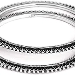 shyle 925 Sterling Silver Bangle/Bracelet, Adya Carved Bangles,Well Stamped with 925,Traditional Silver Chudi, Handcrafted Silver Oxidized Bangle Kada, Womens Accessory-picture-56