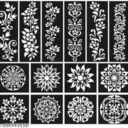 Mehndi Henna Stencil Set – 8 Pcs Floral & Mandala Body Art Templates for Bridal, Festival & Temporary Tattoos Rs43-picture-29