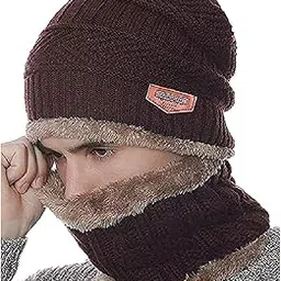 aadikart Mens & Women Head Cover Woolen Cap & Neck Warmer Beanie Set-picture-26