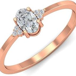kuberbox 18KT Rose Gold White Sapphire Ring for Women-picture-46
