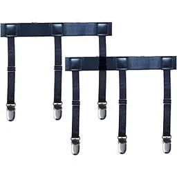 wannge Men Shirt Stays Adjustable Elastic Shirt Garter Shirts Holder with Non-slip Locking Clamps Anti-Slip Clips, 1 Pair, Zd-black, One Size-picture-10