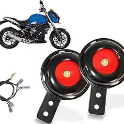 Auto Pearl 12V 110dB 3A Motorcycle Loud Tone Sound Loud Horn Fits Moped Scooter Electric Bike Black-Red with wiring compatible with Mojo UT 300 (Pack of 2)-picture-12