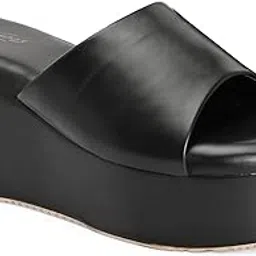 knoos Women's Platform Slide Sandals, Black Wedge Heels, Comfortable Slip-On Design-picture-13