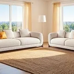 Gaimrao Modern 3+2=5 Seater Boucle Fabric Sofa Set Contemporary Chesterfield Style, Off-White, Wooden Base, Decorative Pillows, Living Room (Off-White, 3+2 Sofa Set)-image-3