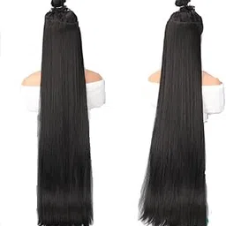 Artifice 5 Clip Super Long Straight Clip in Hair Extensions for Women Natural Soft Clip on Extensions Synthetic Thick Hairs for Any Event for Girls Hair Extension 40 inch Natural Black-picture-46