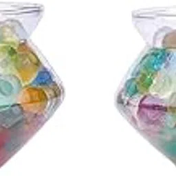 Handi Shaped Glass Pot Container with 25 pcs Multi ColourJelly Water Balls with Each Bowl for Lucky Bamboo Flowers for Home Office Garden Living Bedroom Balcony Decoration (Pack of 2)-picture-29