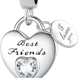 qeensekc Love You Family Heart Pendant Charm Cubic Zirconia Bead for Pandora Bracelet Necklace-picture-18