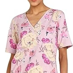 Maternity Zipless Feeding Top for Women | 95% Cotton 5% Elastane Pre & Post Pregnancy Floral Printed Top for Pregnant Woman | Western Nursing Tshirt for Easy Breastfeeding for Mothers-image-94