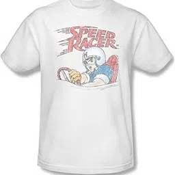 apsra retail Speed Racer T-Shirt - Classic Retro Design White Graphic Tee SPD100 Casual T-Shirt Half Sleeve Round Neck Printed Men's t Shirt(5_XL)-picture-38