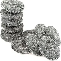 Kitchwish Round Metal Scrubber Brush for Dishes Pot Dish Cookware Cleaner Stainless Steel Scrub (Large, Pack of 12)-image-95