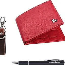 london alley Kevin Classic Red Leather Wallet, Keyring & Pen Combo Gift Set for Men | Gift Hamper for Men-picture-12
