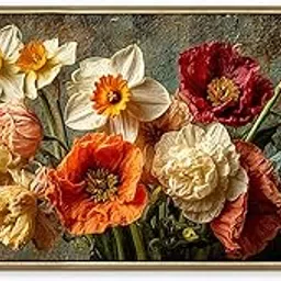Van Gogh-Inspired Large Canvas Art for Living Room – Daffodils and Poppies in a Vase, Vibrant Floral Colors with Bold Brushstrokes, Golden Framed Canvas Prints, Size 2 Ft x 4 Ft. (B)-picture-34