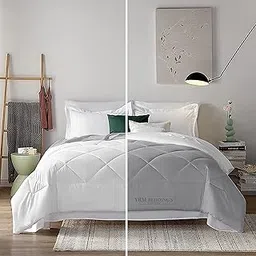 YRM - Reversible Comforter/Blanket King Size for Winter 400 GSM Microfiber Soft Quality-Diamond Stitch Comforter (92" x 106" Inches/233cm x 269cm) - King Size Comforter|Silver/White-picture-31