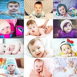 Craft Qila Self Adhesive Exclusive Cute Baby Posters Combo | Smiling Baby Poster | Poster For Pregnant Women (Size : 45 Cm X 30 Cm) Pack of 12, Royal Blue image 1