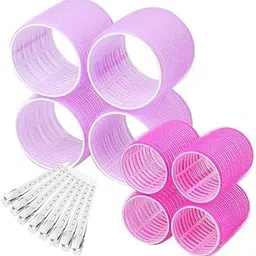 BOGOTA 8 pcs Heatless Hair Roller Curlers with 8 Clips Hair Rollers Set, 4 Pcs Jumbo 4 Pieces Large with 8 Clips Self Grip Holding Curlers for Long Medium Short Thick Fine Thin Volume - Random Color-picture-10