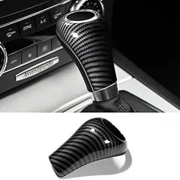 1 Piece Carbon Fiber Car Gear Shift Knob Cover Sticker Interior Trim Compatible with W204 W212 A G E C Class CLS Accessories (Black)-image-63