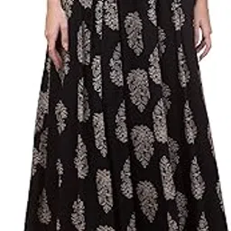 hive91 Women's Long Floral Print Maxi Skirt, Elastic Waist-picture-31