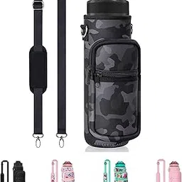 Water Bottle Carrier Bag, 25oz 32oz Crossbody Water Bottle Holder with Adjustable Shoulder Strap, Sling Bag Sleeve Pouch Holder with Phone Pocket and Small Pocket for Walking Hiking Camping Gym image 1