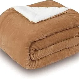 BSB Home Heavy Winter Sherpa Blankets, Soft Fluffy Flannel Plush Blanket Single Size, Fuzzy Cozy Grey Cuddle Blankets for Couch Bed Sofa Adults (60" x 90", Color-Beige)-image-92