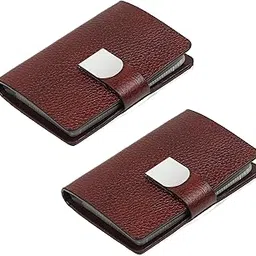 gs.eshika Genuine Leather Credit Card Holder 12-24 Slots Wallet for Men & Women (Pack of -2) Brown-picture-15