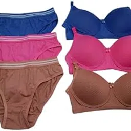 vst Jimmy Net Foam Bridal Set – Padded | Pack of 3 (Blue, Pink, Brown Colour) | Seamless | Elegant Lycra Net Fabric | Premium Bridal Lingerie ‍ image 1