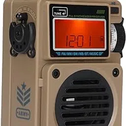 ASHATA Portable Full Band Digital Radio, FM/WB/Shortwave/Medium Radio with LCD Display, Alarm Clock, Speaker, for Bluetooth, 6 EQ Modes, FM/MW/SW/WB/BT/Music Receiver (Khaki)-image-1
