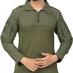 rangers Men's Polyester Tactical Camouflage Olive Full Sleeve T-Shirt | Valcro Pocket with Zip | Stretchable Fabric-picture-29