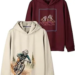 HELLCAT Trendy Printed Cotton Blend Hoodie Sweatshirt for Boys - Pack of 2-picture-28