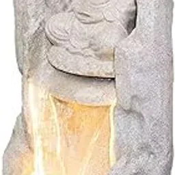 Buddha Statue Decorative Water Fountains for Outdoor Living Room,Office,Garden Table top Waterfall Indoor Home Decor (2 feet) (Off White)-picture-14