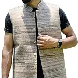 loom himalaya Men's Wool Blend Regular Sleeveless Nehru Waistcoat Jacket-picture-20