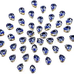 EmbroideryMaterial Sew On Crystal Stone Rhinestone Beads with Crown Prong Claws Setting for Fabric, Craft, Embroidery, Sewing and Jewellery Making (6 * 8 MM, 25 Pieces)-picture-12