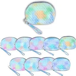Birthday Popper 10 Pcs Rainbow Makeup Pouches as Birthday Return Gifts for Girls Quilted Pastel Cosmetic Bags with Zipper & Key Lock Strap-picture-32