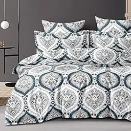 Amazon Brand – Umi Super Soft Brushed Microfiber Cotton Double Quilt Cover Blanket Cover 90X100(Inches) Printed Microfiber Comforter Cover Zipper Closure Corner Ties (Double, Cyan)-image-67