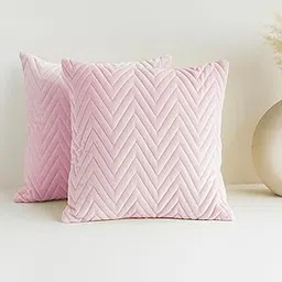 HOMEMONDE Throw Cushion Covers 40 x 40 CM Pack of 1 - Boho Sofa Pillow Case with Hidden Zipper, Baby Pink Velvet Soft Cushion Case - (16 x 16 Inches)-picture-52