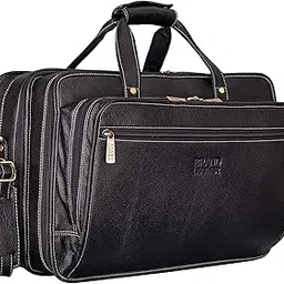 brand leather Genuine Leather Laptop Bag for Men - Office Bag - Fits Up to 16-inch Laptop/MacBook - Shoulder Bag/Hand Bag - Laptop Messenger Bag with Trolley Straps - Expandable - 1 Year Warranty image 1