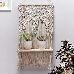 DXYZ Macrame Handmade Wooden Wall Shelf | Wall Shelf for Living Room Decoration, Gifting-picture-22