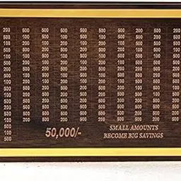 Wooden Savings Tracker Board with Gold Frame, 50,000 Goal Chart, Small Amounts Become Big Savings-picture-10