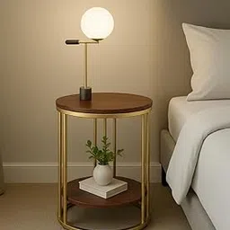 Modern Luxury Round Side Table, Coffee Table & Nesting Table with Beautiful Antique Design, Gold Metal Frame, 2 Teir Design for Livimg Room Furniture-image-62