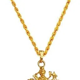 Religious Devi Maa Durga Mahakali Pendant Chain Gold Brass Pendant for Men and Women-image-14