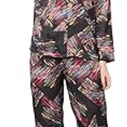 drape in vogue Satin Night Suit with Printed, Full Sleeves Night Wear Pyjama Set for Women/Girls-picture-42