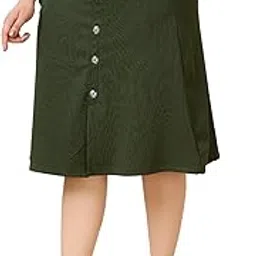 areca designer Areca's Olive A-line Knee Length Skirt with Front Buttons for Womens with 2 Pockets (28, Grey)-picture-24