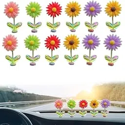 12 Piece Mini Sunflower for Car Dashboard, Car Dashboard Decoration Items, Dancing Flower for Cars Dashboards for Home Office Desk and Vehicle Accessory-picture-27