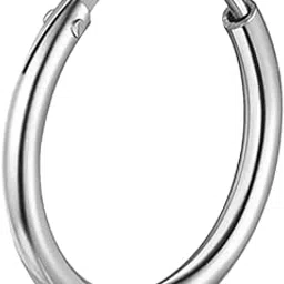highspark 925 Silver Men's Hoop Earring | 92.5 Sterling Silver & Stunning Shine | Single Hoop Thickness 2.0mm (Gauge 12G) & in Sizes 12mm to 20mm | Single Hoop for Men-picture-54