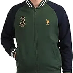 Mens Green Colour Blocked Collared Neck Long Sleeve Casual Cotton Regular Fit Sweatshirt-image-48