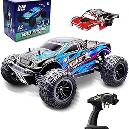 JANMASHTAMI Play Kids 1:18 Scale Remote Control Truck 4WD Top Speed 40+ Kmh All Terrains Electric Toy Off Road RC Truck Vehicle Car Crawler with 1 Rechargeable Batteries for Boys (Multicolor)-image-52