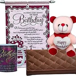 saugat traders Birthday Gift Combo for Women - Coffee Mug, Scroll Card, Womens Wallet & Soft Toy Teddy Bear for Girls Friend Wife Girlfriend Best Friend-picture-36